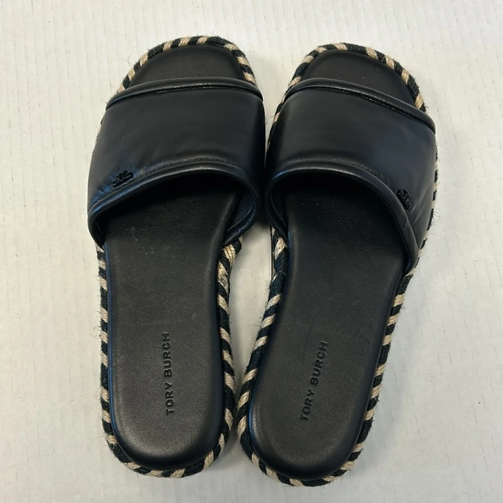 Tory Burch leather slide espadrilles